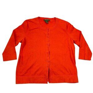 Eddie Bauer Womens Cardigan XL Button Front Sweateer Knit Casual Orange